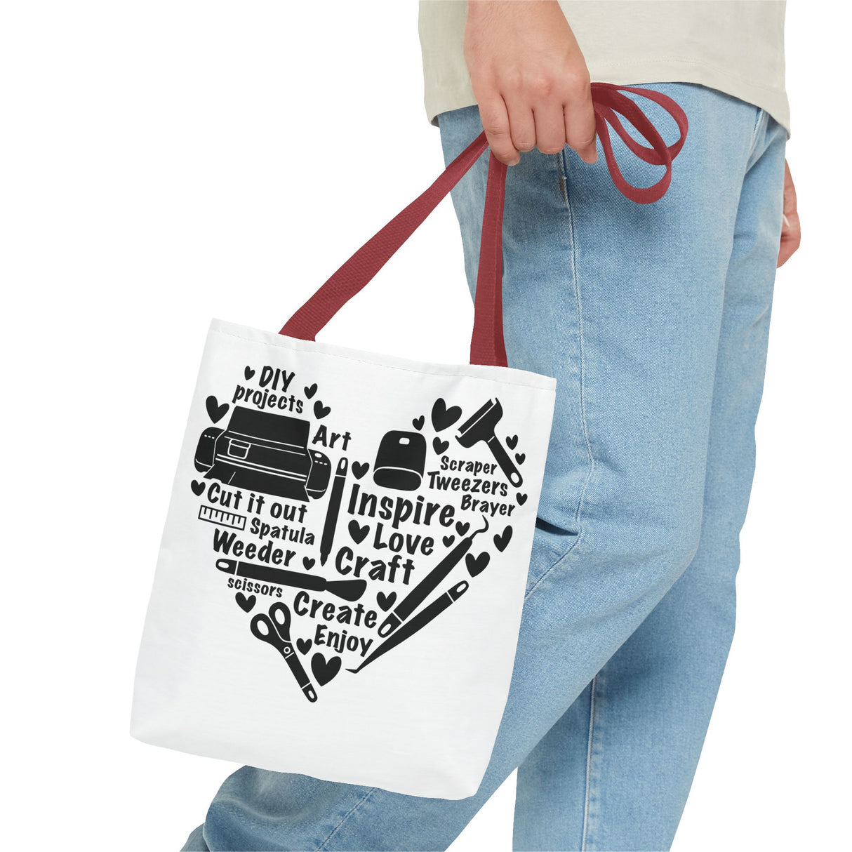 Crafting Love Quotes Heart Tote Bag