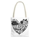 Crafting Love Quotes Heart Tote Bag