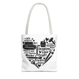 Crafting Love Quotes Heart Tote Bag